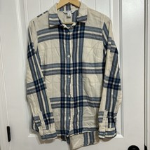 NEW Old Navy MEDIUM TALL Boyfriend Loose Fit Soft Flannel Shirt Blue Pla... - $12.86