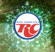 Retro RC Royal Crown Cola Snowflake Blinking Lit Holiday Christmas Tree Ornament - $16.31