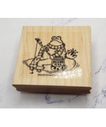 Stampin Up Fishing Frog on Lilly Pad Wood Mounted Rubber Stamp - $5.93