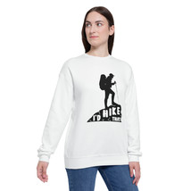 Unisex Black Drop Shoulder Sweatshirt - &#39;I&#39;d Hike That&#39; Hiker Silhouette - £52.68 GBP+