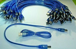 x50 Usb 2.0 A To B Adapter Blue Cable 52CM Arduino Uno Mega 2560 Expedite Usa - £23.97 GBP