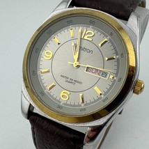 VTG Armitron Quartz Watch 20/1925P Men 50m Dual Tone Day Date Leather Ne... - $442.96 MXN