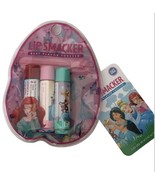 Disney Princess Lip Smacker Ariel Jasmine 3 Pc Lip Balm Set w Pouch Disc... - $23.49