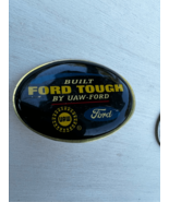 Built Ford Tough by UAW Logo Pin Gold Tone Rare Vintage Hat Lapel - £17.11 GBP