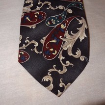 Tie Paisley Swirls Necktie 57&quot; 100% Polyester Black Gray Red American Ed... - $9.99