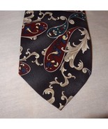 Tie Paisley Swirls Necktie 57&quot; 100% Polyester Black Gray Red American Ed... - £7.82 GBP