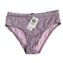 Splendid Bikini Bottom Womens S Pink Black Striped High Waist Preppy Cla... - $23.12