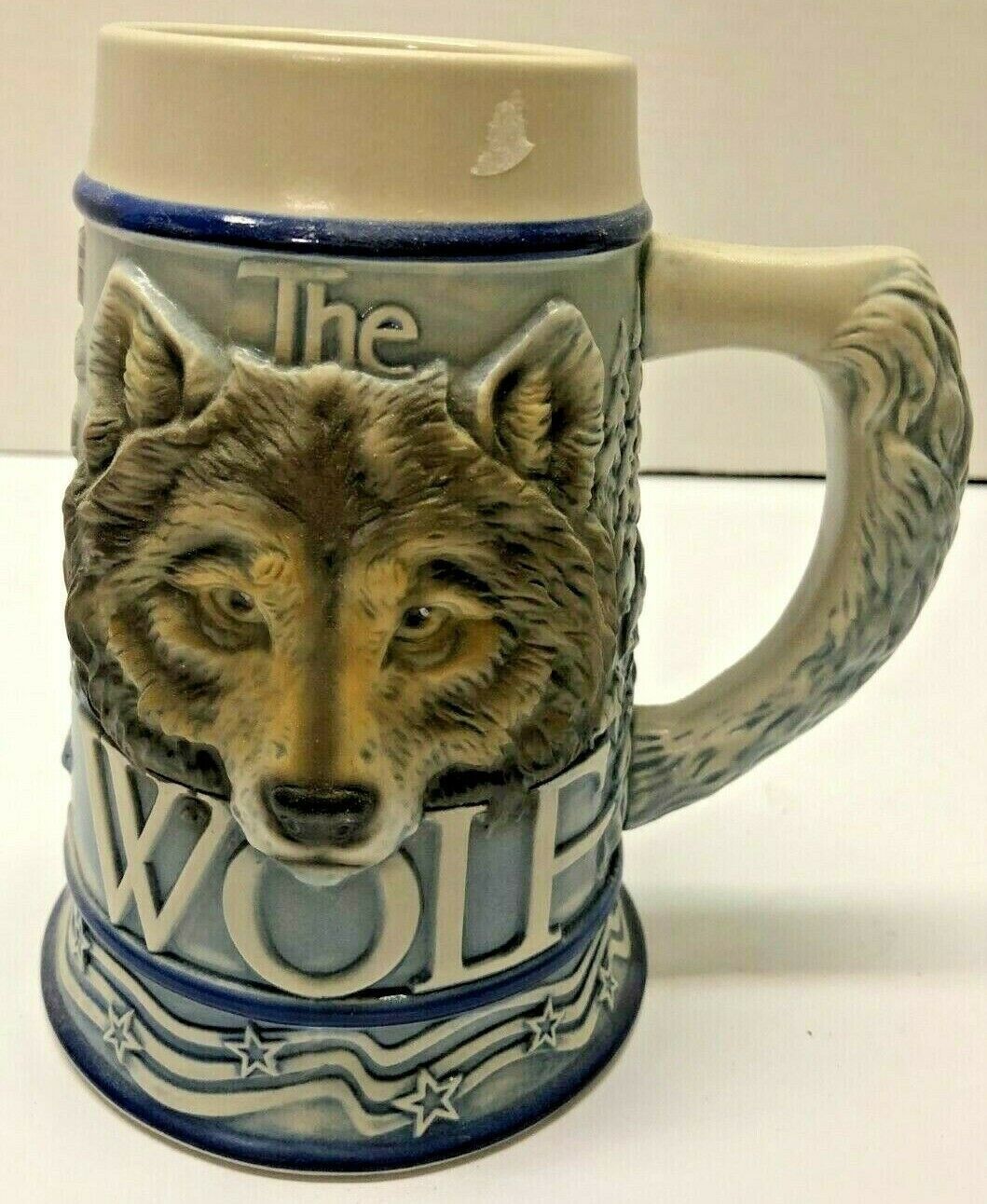 THE WOLF American Animal Ceramarte Porcelain Ceramic 2000 Tom O'Brien Stein - £7.83 GBP