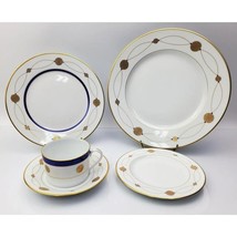 5 Piece Limoge France &quot;Ebotan&quot; Porcelain Set Cup, Saucer, Cake Plate, Dessert  - £98.92 GBP