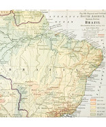 1920 Map South America Political Physical Brazil Amazon River Basin DWQ4 - €26,14 EUR