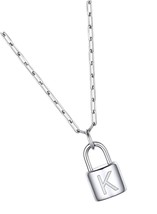 Dainty Initial Necklaces Padlock Stainless Paperclip - £38.23 GBP