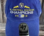 NWT Milwaukee Brewers 2018 NL Central Champions 47 Brand Hat Blue Adjust... - $29.02