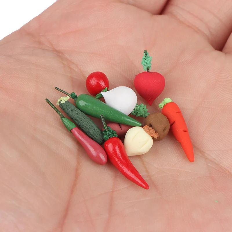 10Pcs 1/12 Miniature Vegetable Mini Carrot Radish Pepper Simulation Vegetable - £8.12 GBP+