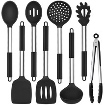 TeamFar Kitchen Utensils Set of 8, Silicone Utensils Kitchen Tools Set with Stai - $35.62