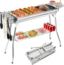 Teqhome Portable Charcoal Grill, Upgraded Folding Large Barbecue Charcoa... - £76.63 GBP
