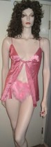 Vintage Victoria&#39;s Secret Pink Baby Doll Thong Lingerie Marabou Set Sz S - £18.68 GBP