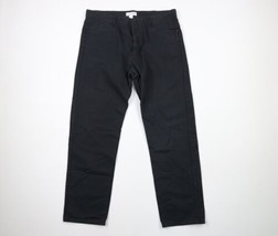 Vintage Calvin Klein Mens 36x32 Faded Striped Wide Leg Cotton Chino Pants Black - £55.52 GBP