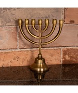 Small Classic Brass Gold 7 Seven Branch Menorah 14x12cm/ 5,5&quot; x4,5&quot; Jewi... - $36.95