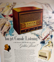 RCA Victor Radio Print AD Vintage 1948 Console Listening Golden Throat 68R2 - $24.23