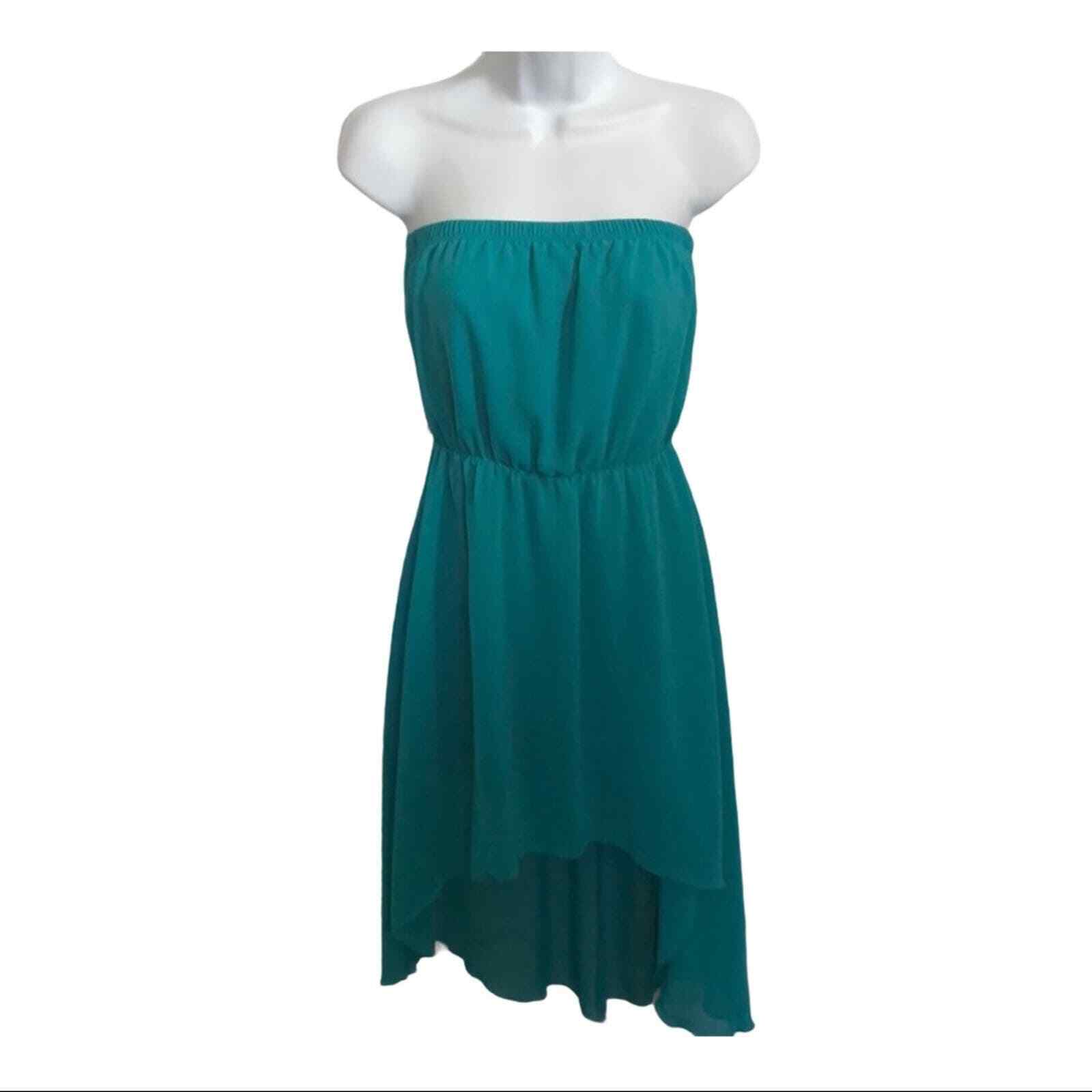 C’est toi teal aqua tube strapless high low dress juniors size S - $14.11
