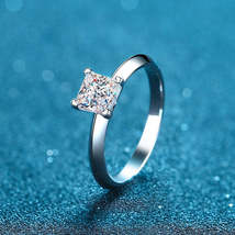 GRA Certified Princess Cut Solitaire 1/2ct Moissanite S925 Engagement Ring - $119.00+