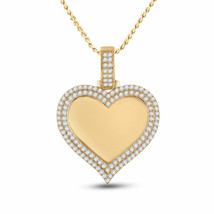 14kt Yellow Gold Mens Round Diamond Heart Picture Memory Pendant 2-1/2 Cttw - £2,634.19 GBP
