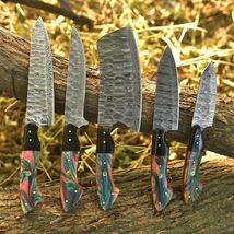 RARE HANDMADE DAMASCUS STEEL CHEF KNIFE SET KITCHEN KNIVES CHEF SET CUTLARY - $88.21