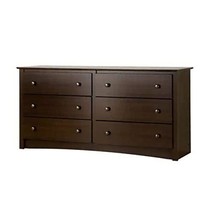 BESTGOODSHOP 6-Drawer Double Dresser Contemporary Dresser - Espresso Finish - £348.19 GBP