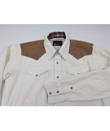 Panhandle Slim Vintage Corduroy Western Cowboy Shirt Yoke White USA Men ... - £31.18 GBP