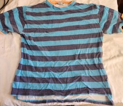 Vintage Weekends Large Bue Stripe Short Sleeve Shirt 100% Cotton - $15.99