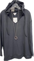 NWT LuLaRoe Large SOLID Black ELIZA Long Sleeved Hoodie - $40.58