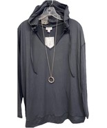 NWT LuLaRoe Large SOLID Black ELIZA Long Sleeved Hoodie - $40.58