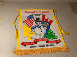Lions Club 1987-89 International Director Manitoba Min Banner Flag 10 x 8 inches - £19.66 GBP