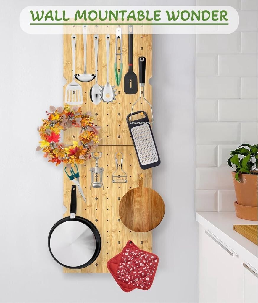 Primary image for Large Bamboo Pegboard (2-pack set 15.7"x23.2"/ea) Kitchen Drawer or Wall Mounted