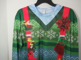Novelty costume shirt men women ugly sweater look suspenders small medium - $9.45
