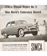 1958 SIMCA World Endurance Record MPG Advertisement Automobilia Car Vint... - $19.99