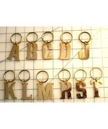 Initial Key chain Solid Brass Letter A,B,C,D,I,J,K,L,M,S,T, New old stock - $5.79