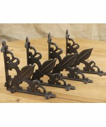 4 Fleur De Lis Shelf Brackets Cast Iron Braces Rustic Corbels 7 3/8&quot; X 7... - €29,99 EUR