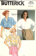 Butterick 3072 Misses 8 to 12 Classic Button Front Shirt Vintage Sewing Pattern - £7.48 GBP