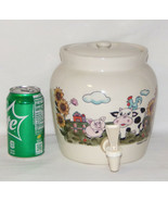 Vtg Crock Jug w Spout 1/2 Gallon Water Tea Lemonade Lidded Dispenser FAR... - $44.95