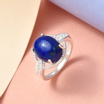 Natural Lapis Lazuli and Real Zircon Accent Gems Ring in Sterling Silver Sz5 NEW - $17.81