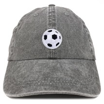 Trendy Apparel Shop Soccer Ball Patch Pigment Dyed Washed Soccer Ball Cap - Blac - £15.73 GBP