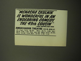 1960 The 49th Cousin Play Advertisement - Menasha Skulnik is wonderful - $14.99