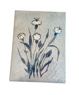 Semigres Italian Hand painted Tile White Flowers and Colonial Blue Leaves - $12.19