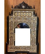 Wall Mounted Mirror, Wood Frame Inlaid Mother of Pearl &amp; Camel Bone - £777.93 GBP