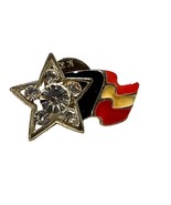 Star Lapel Hat Pin - USA Flag Star Crystal Accents Stripes Vintage - £5.76 GBP
