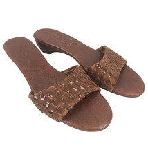 Talbots Woven Leather Mules Slide Low Heels Brown Size 5.5 - £22.64 GBP