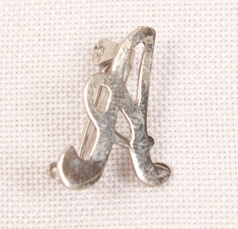 Small Monogram A Pin with Rollover Clasp 1/2 Inch Size Chrome Finish - $6.99