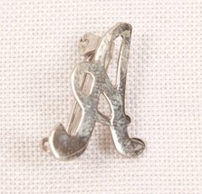 Small Monogram A Pin with Rollover Clasp 1/2 Inch Size Chrome Finish - $6.99