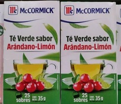 2X Mc Cormick Te Arandano Limon / Cranberry & Lime Tea - 2 Cajas De 25 Sobres c/u - $15.78